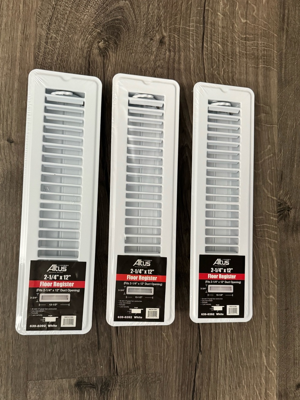 Altus 2-1/4" x 12" White Floor Registers